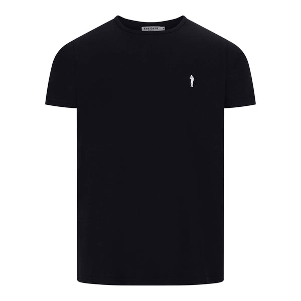 British menswear The Gent Newham crew neck t shirt in black with white Gent logo front view