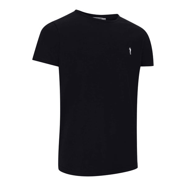 British menswear The Gent Newham crew neck t shirt in black with white Gent logo side view
